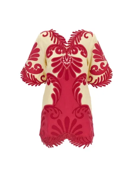 Lniana sukienka mini Farm Rio różowa