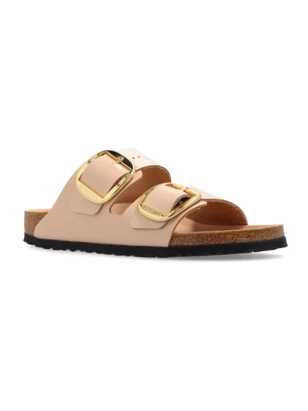 Klapki Birkenstock skórzane na sprzączkę różowe