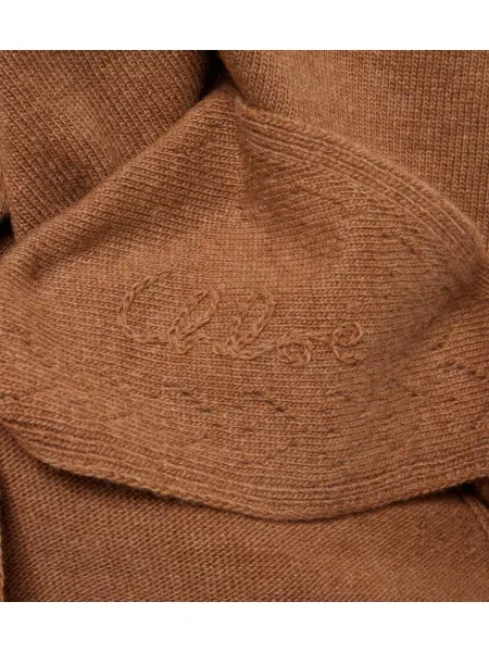 Fular Chloé cu broderie de lână maro