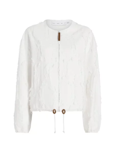 Geacă Proenza Schouler White Label cu franjuri din jacard alb
