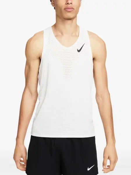 Top sport Nike din fleece plisat fără mâneci alb