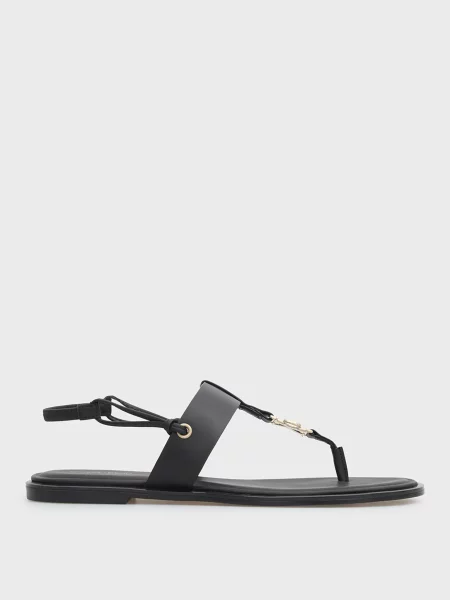 Кожаные босоножки Calvin Klein без каблука черные