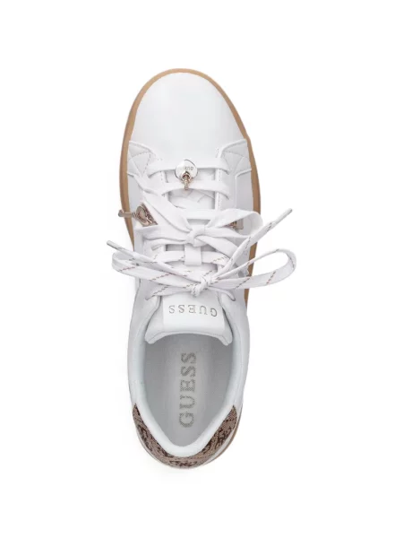 Sneakerși Guess din piele cu imagine alb