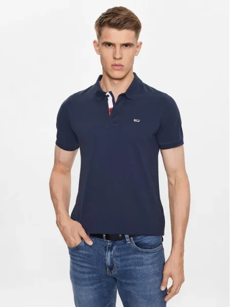 Tommy Jeans polo granatowy gładki niebieska