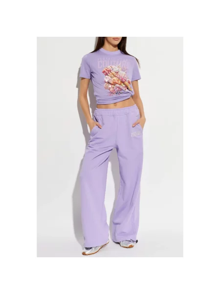 Koszulka Versace Jeans Couture z nadrukiem fioletowa