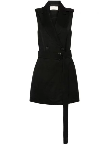 Lniana kamizelka Gentry Portofino dwurzędowa czarna