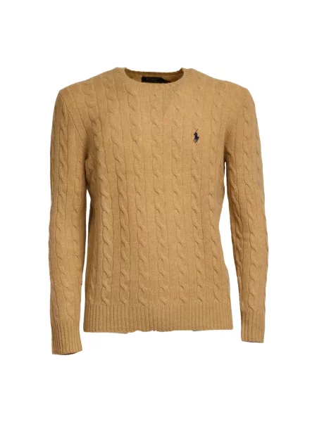 Sweter z dzianiny o kroju regular fit z mieszanki wełny i kaszmiru Ralph Lauren beżowy
