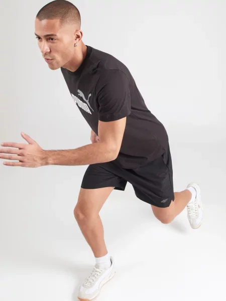 PUMA Tricou funcțional Essentials No. 1 gri deschis / negru alb