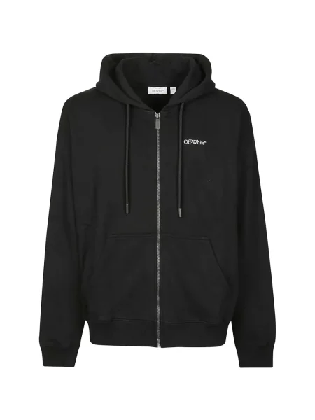 Суичър с качулка Off-white с принт бяло