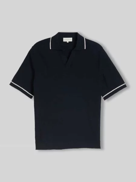 Koszulka polo z czystej bawełny o wyglądzie dzianiny krój regular fit Tom Tailor granatowa