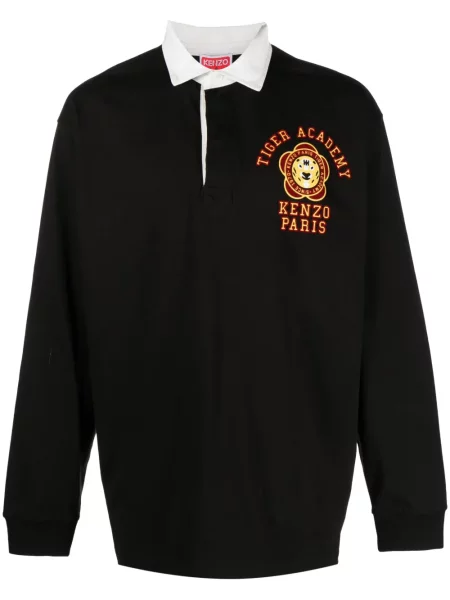 Tricou polo Kenzo cu dungi de tigru negru