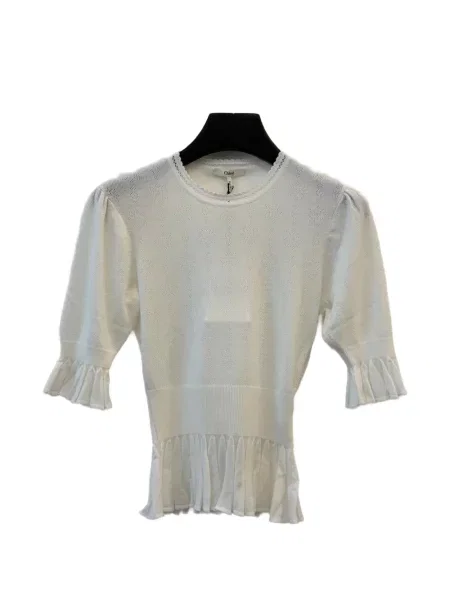 Tricou Chloé cu volane alb