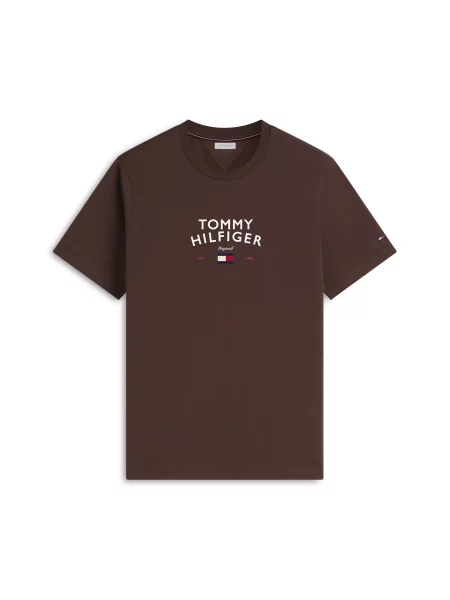 TOMMY HILFIGER Marškinėliai BRAND LOVE tamsiai mėlyna / ruda / raudona balta