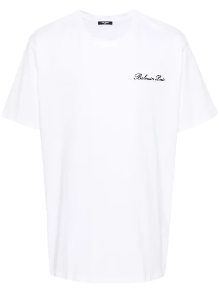 Tricou Balmain cu broderie alb