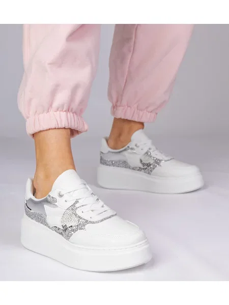 Sneakerși Marka Niezdefiniowana cu imagine cu imprimeu animal print alb