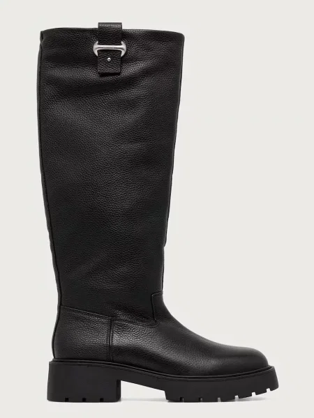 Calvin Klein Cizme Chunky High Boot Lth Hdw negru