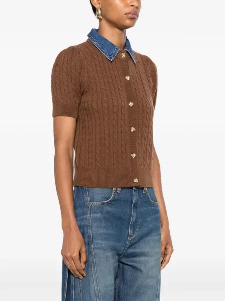 Scurt cardigan Sandro tricotate maro