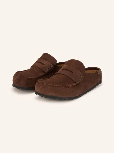 Semišové pantofle Birkenstock Naples hnědé