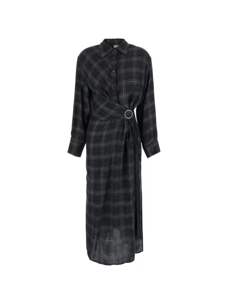 Rochie tip cămașă Rame în carouri negru
