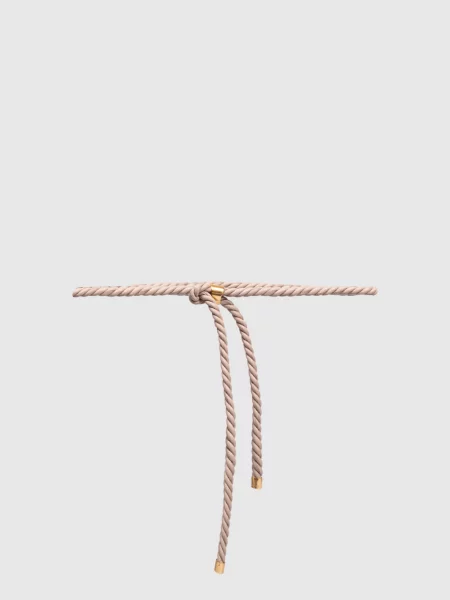 Шкіряний пояс-джгут з логотипом Agnona сірий