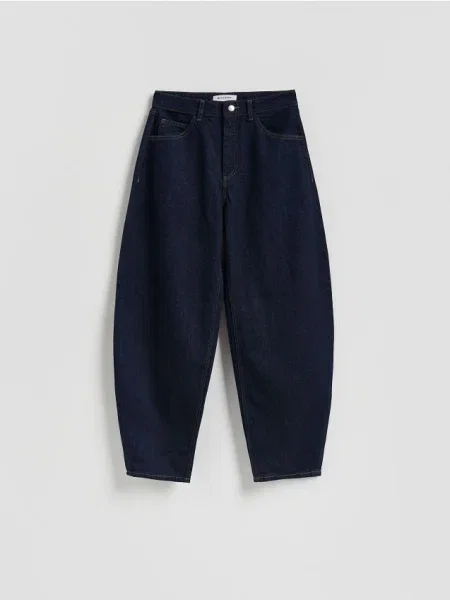 Reserved Jeansy barrel leg granatowy