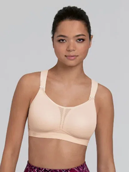 Спортивный топ Anita с сеткой в сеточку бежевый