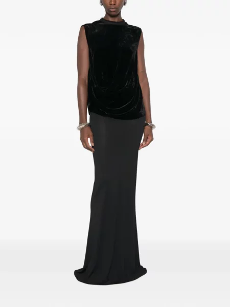 Top Rick Owens de catifea drapat negru