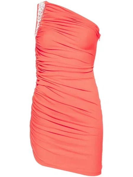 Rochie mini David Koma drapată de cristal de costum portocaliu