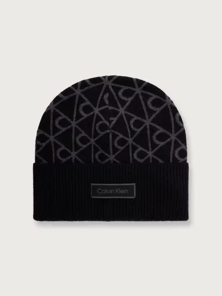 Calvin Klein De lână căciulă cu adaos de cașmir negru