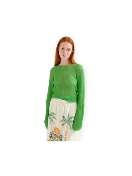 Pulover Compania Fantastica tricotate verde