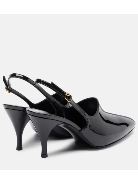 Pantofi cu toc Herbert Levine din piele de lac slingback negru
