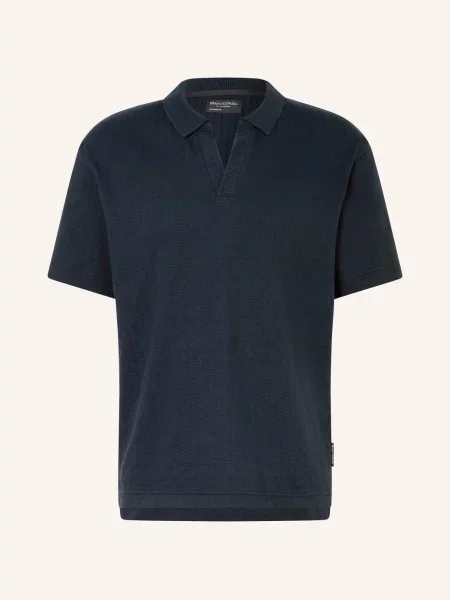 Marc O'polo Pletené Polo Tričko Relaxed Fit tmavě modrá