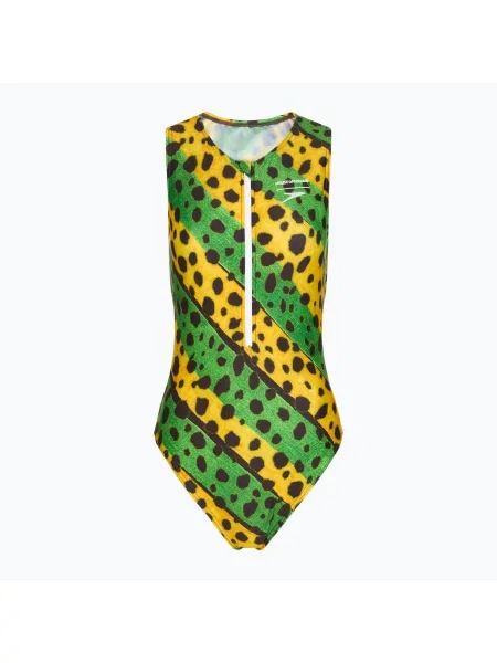 Jednodílné plavky Speedo Placement Digital Highneck green/yellow žluté