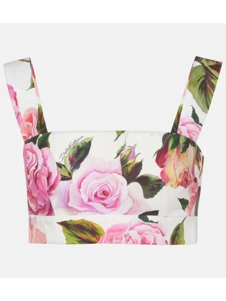 Top Dolce&gabbana w kwiatki popelinowy o krotszym kroju