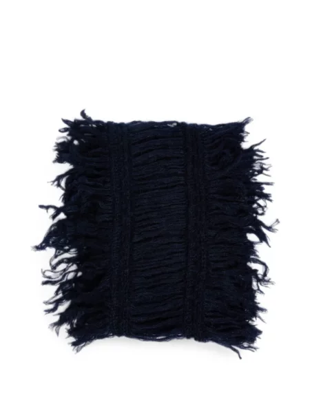 Πλεκτός κασκόλ Ann Demeulemeester με κρόσσια μπλε