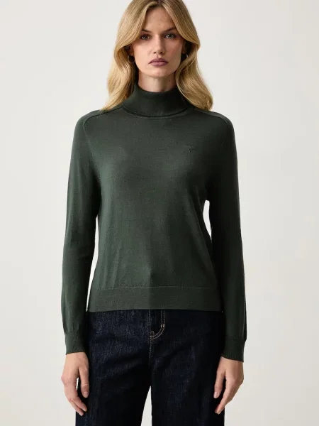Trussardi pulover cu guler înalt pentru femei din lână verde
