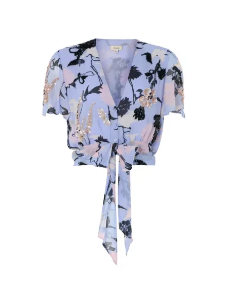 Bluză Temperley London cu paiete cu model floral albastru