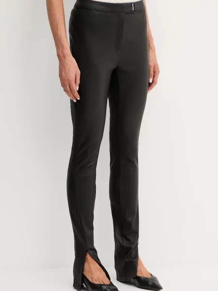 Usnjene hlače BOSS črna