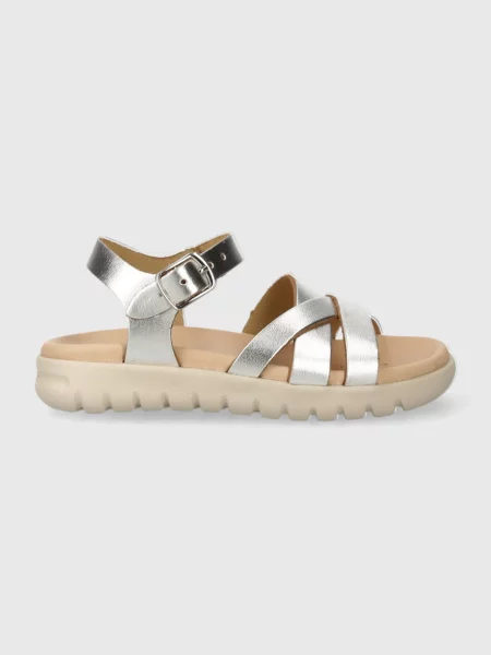 Otroški usnjeni sandali Geox SANDAL SOLEIMA srebrna