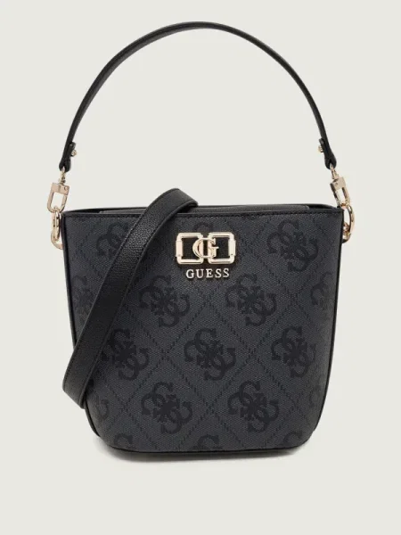GUESS Geantă de umăr Karnilla Logo Bucket' negru