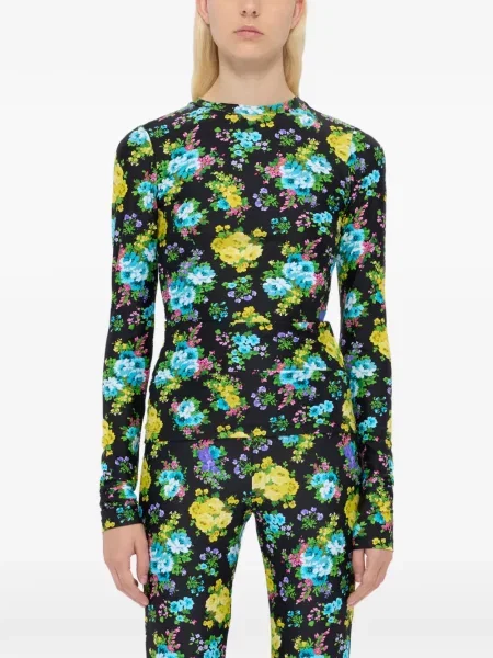 Top Msgm cu model floral lung negru