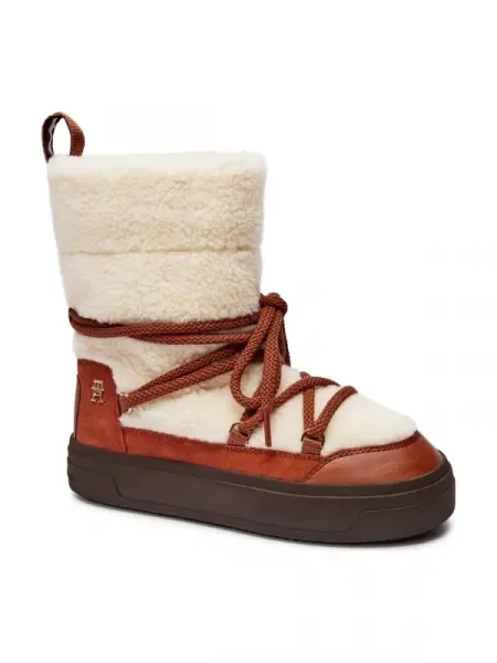 Tommy Hilfiger De piele bocanci shearling maro