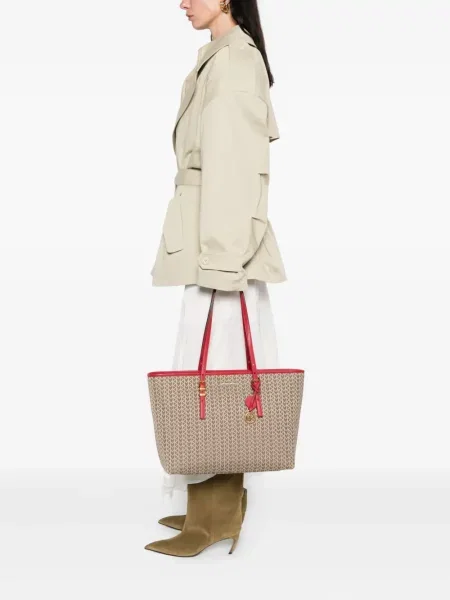 Duża torebka skórzana Michael Michael Kors na sprzączkę szara