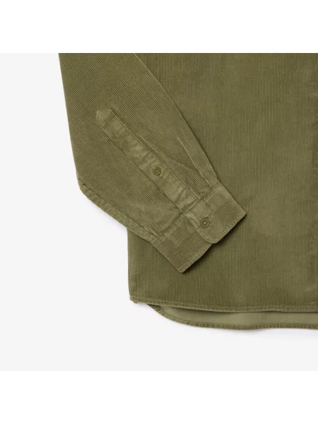 Lacoste Koszula Sztruksowa O Regularnym Kroju zielona