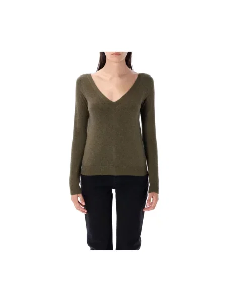 Sweter Saint Laurent z dekoltem w serek zielony