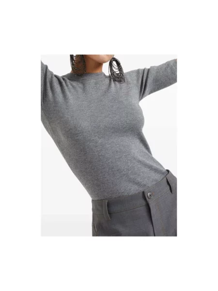 Sweter Brunello Cucinelli z nadrukiem szary
