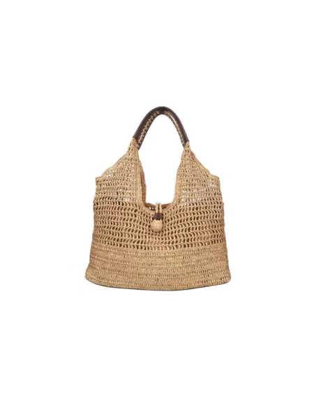 Lniana torba Elena Iachi brązowa