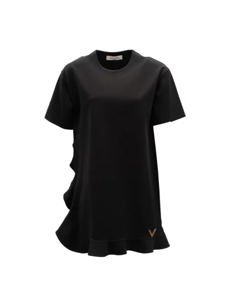 Lniana sukienka Valentino Garavani czarna