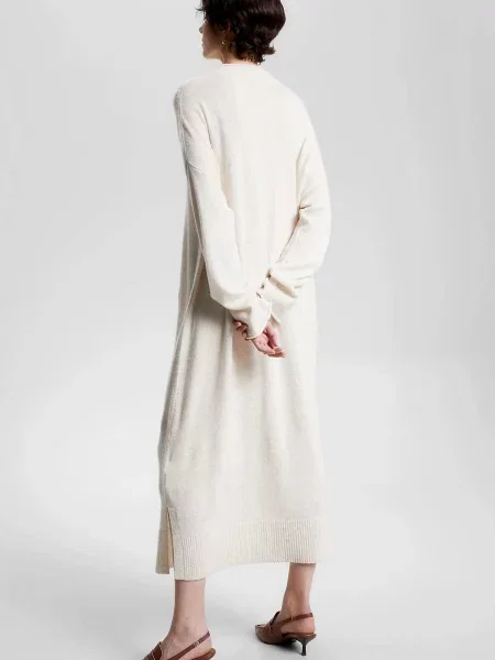 Вовняна сукня міді Tommy Hilfiger без кісточок біла