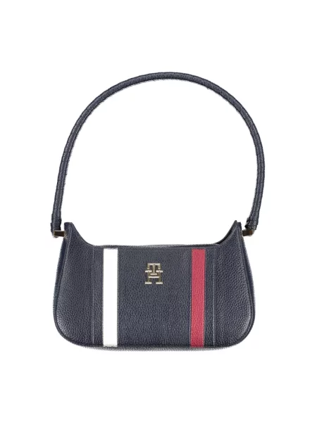 Lniana torebka Tommy Hilfiger niebieska